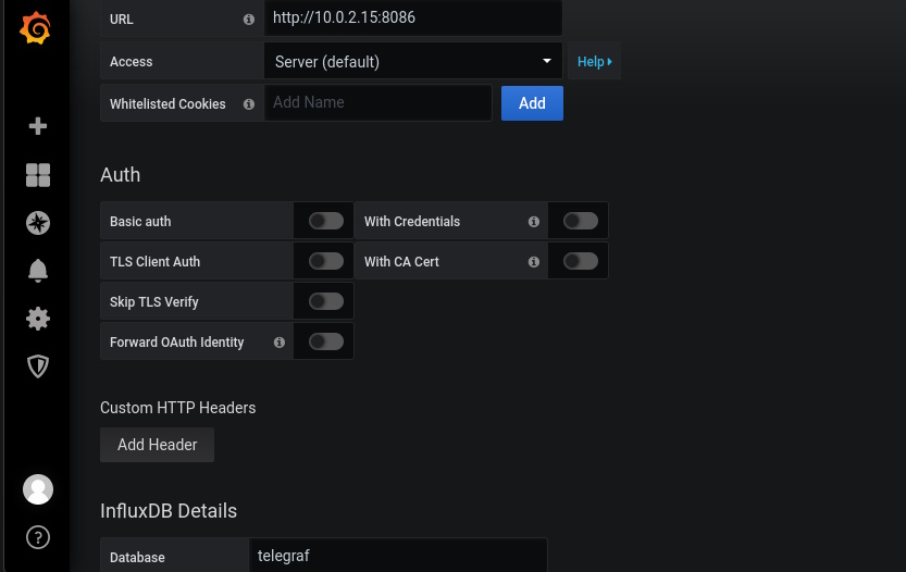 Grafana configurar InfluxDB